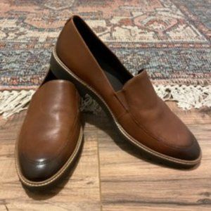 Ecco women’s loafers brown leather incise tailored lug sole size 41 EUR